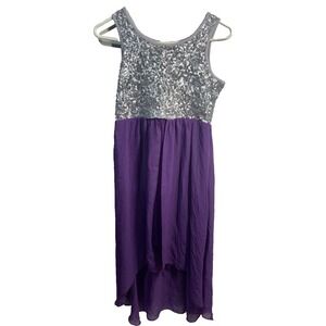 roxette girls silver & purple tank top sleeveless dress size large